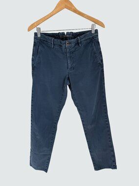 Incotex Mens Slim Fit Blue Cotton Slacks Casual Pants Size W31 Button & Zipper C